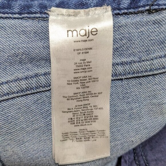 Maje | Pila Stretch Denim Overalls in Medium Blue - Picture 11 of 12